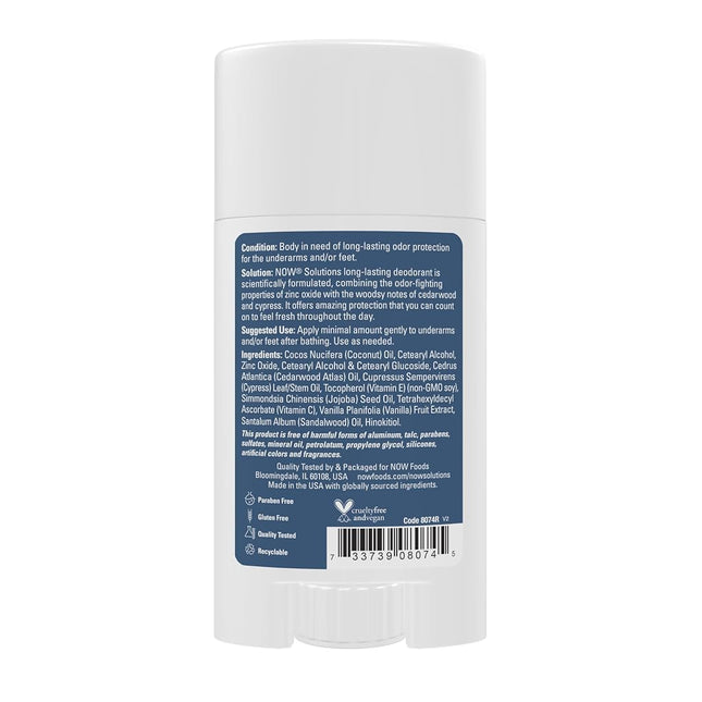 Now Foods Deodorant Stick Cedarwood + Cypress, 62 g
