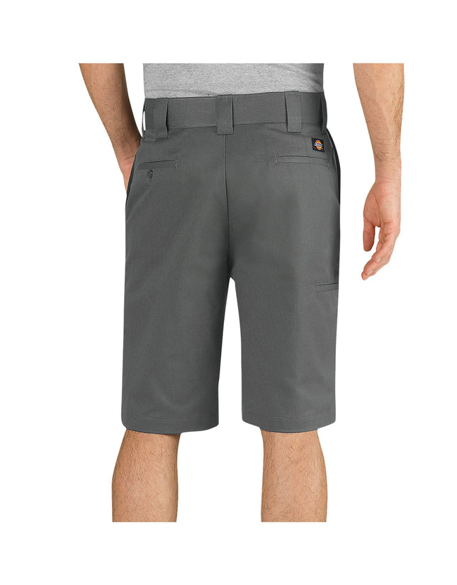 Pantalón corto de trabajo Dickies de sarga elástica de 11 pulgadas de corte regular para hombre, gris piedra, 34