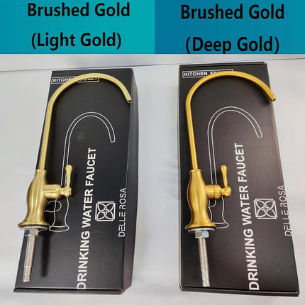 Grifo Purificador de Agua Potable de Oro Cepillado, Grifo de Agua Delle Rosa Dorado para Sistema de Filtro de Agua Debajo del Fregadero, Grifo Moderno de Osmosis Inversa de Latón, Grifo de Fregadero de Barra de Oro Cepillado