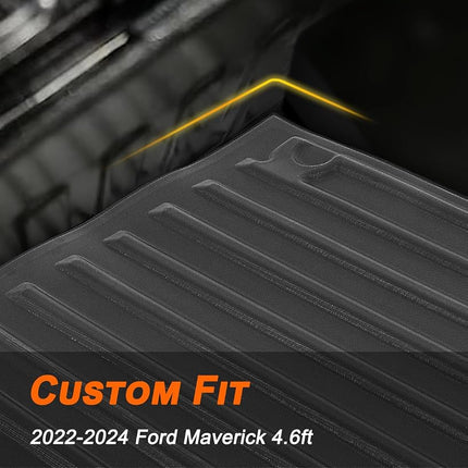 Alfombrilla MIROZO para cama compatible con Ford Maverick Hybrid 2022-2024, revestimiento de caja de camioneta de alta resistencia, protección para todo tipo de clima, alfombrilla para caja de camioneta