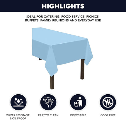Party Essentials Plastic Banquet Table Roll Available in 27 Colors, 40" x 100', Light Blue
