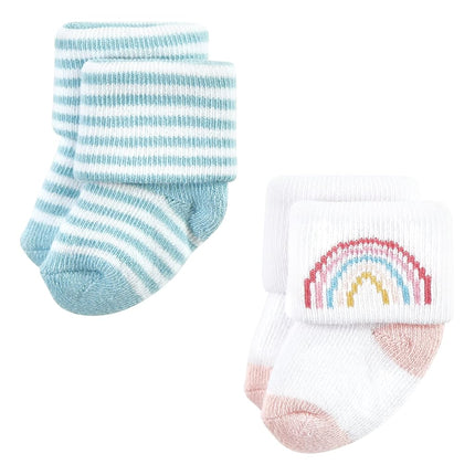Calcetines de felpa y algodón para bebé niña Hudson Baby, Rainbow Moderno, 0-6 meses