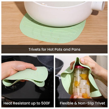 4 Piece Silicone Oven Mitts and Pot Holders, Heat Resistant up to 500F, Non-Slip Texture, Transparent Silicone, Essential for Cooking and Baking (makal-lv)