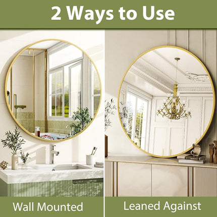 EASLY 24 Inch Round Mirror, Gold Metal Frame Wall Mirror for Bathroom