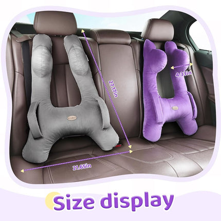 Almohada de Viaje para Niños FLORICH, Almohada de Viaje para Dormir en el Coche para Niños, Almohada Lavable en Forma de H para Adultos y Niños para Apoyar la Cabeza y el Cuerpo en Viajes por Carretera (Morado)