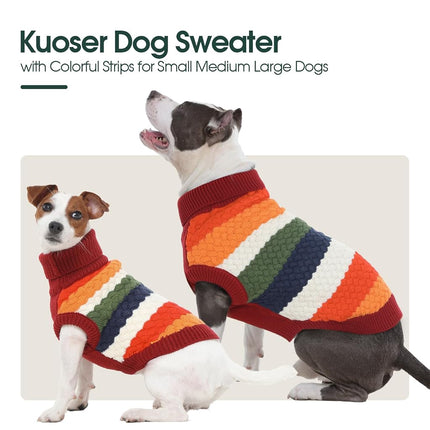 Kuoser Dog Sweater Dog Jumper, Dog Sweaters for Medium Dogs Girl Boy, Classic Pet Knitted Sweatshirt Warm Pullover, Dog Holiday Sweater Winter Clothes, Red M