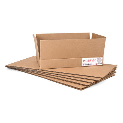 Paclord 6 Pack Flat Cardboard Boxes 24" L x 15" W 