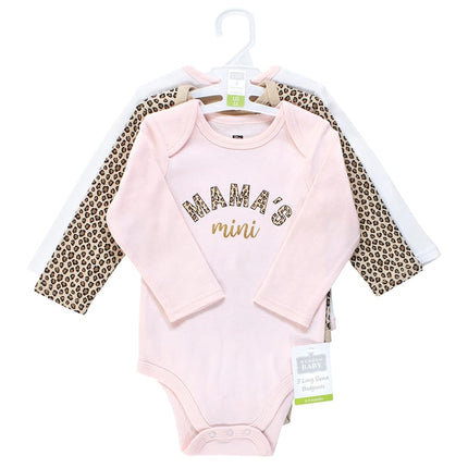 Hudson Baby Baby Girls Cotton Long-sleeve Bodysuits 3-pack, Leopard Mamas Mini, 9-12 Months