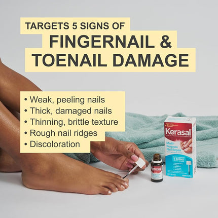 Kerasal Multi-Purpose Nail Repair, Nail Solution for Discolored and Damaged Nails, 0.43 fl oz