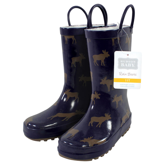 Bota de lluvia Hudson Baby unisex para niños, diseño de alce, talla 1 Little Kid