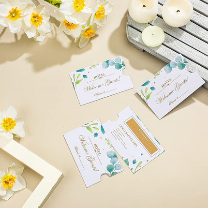 1000 Pcs Hotel Key Card Cover Envelope Sleeve Holder Green Leaves Hotel Key Card Envelope Keycard Envelope Sleeve to Welcome Guests Hotel Key Card Envelopes 2-3/8 x 3-1/2 Inch