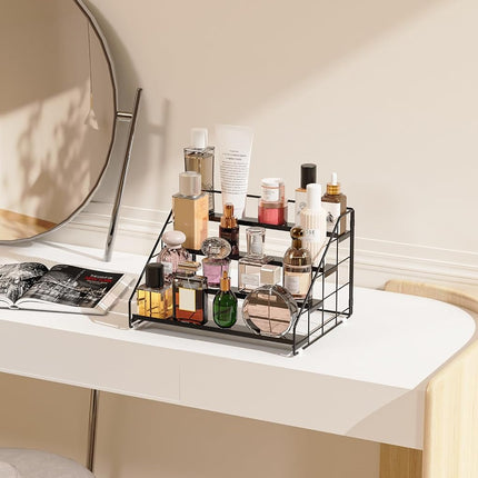 GIGIFTREE Spice Rack Organizer for Cabinet, 4 Tiered Spice Rack Organizer, Tiered Adjustable Spice Shelf for Kitchen Countertop Pantry Organization (Bright Black)