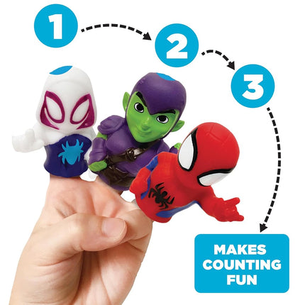 Spidey and His Amazing Friends 5 Piece Finger Puppet Set - Party Favors, Educational, Bath Toys, Story Time, Beach toys, Playtime