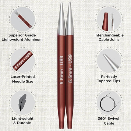 KnitPro Deluxe Gift Set - Zing Interchangeable Circular Needles (3.50-8.00mm) with Accessories