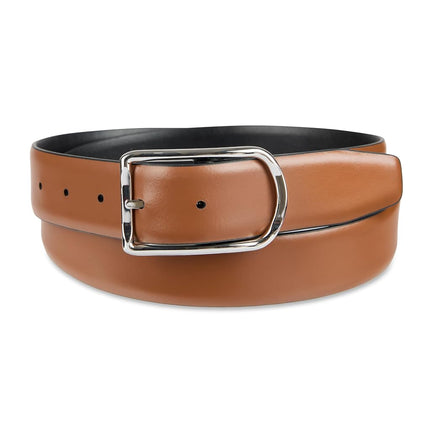Cole Haan Men's Reversible Center Bar Buckle Casual Belt, Black/Tan, 34