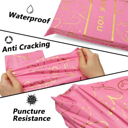 Poly Mailers 14.5x19 Inch, 50 Pack, Pink Heart Self-Seal Shipping Bags