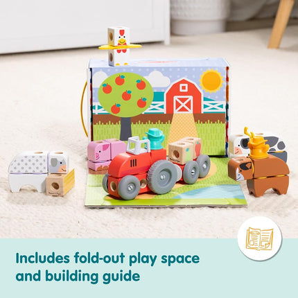 Melissa & Doug Blockables Farm Snap And Play | Wooden Building Toys for Kids, 56 Pcs | Age 2-7 - FSC Certified