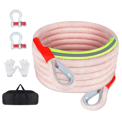 TISEMENT Upgrade Kinetic Recovery Rope, 4/5''×30' 39600LBS Heavy Duty Tow Rope with Steel Shackles Off Road Gear,High-Strenth Portable Bag & Gloves,Tow Strap for Truck, Car, Jeep