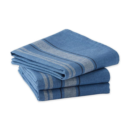 DII Cotton Oversized French Stripe Dish Towels, 20 x 30 Set of 3, Monogrammable Country Farmhouse Flour Sack Tea Towels-Chambray Blue