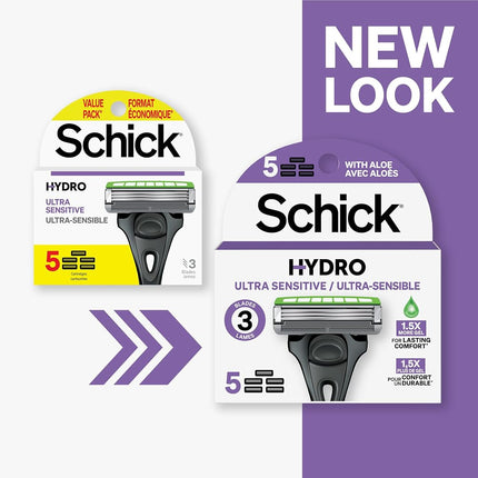 Schick Hydro Ultra Sensitive Razor Refills for Men | Includes 5 Razor Blades Refills, Shaving Blades for Men, 5ct