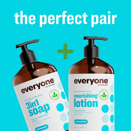 everyone for every body Nourishing Hand and Body Lotion, 32 Ounce (Pack of 2), Unscented, Plant-Based Lotion with Pure Essential Oils, Coconut Oil, Aloe Vera and Vitamin E