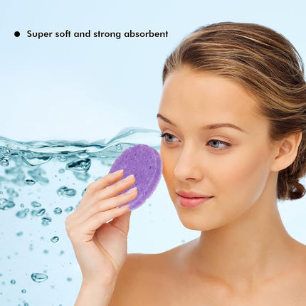 50 Pieces Compressed Natural Facial Sponges Round Soft Face Exfoliator Cleansing Sponge Reusable Cosmetic Sponge with Clear Plastic Sponge Storage Jar for Exfoliating, Makeup Removal (Multi-Color)