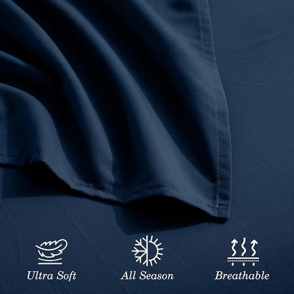 Elegant Comfort 4-Piece Bed Sheet Set with Deep Pockets, Queen Navy Blue