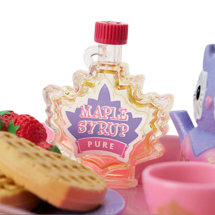 American Girl WellieWishers Breakfast in Bed Tray for 14.5" Dolls with a Hand Folding Tray, Purple teapot, Crown Teacup, Saucer,Plate, and 2 Heart-Shaped Waffles, Ages 4+