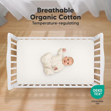 Organic Fitted Bed Sheets - 2-Pack Breathable Jersey Cotton Baby Bed Sheets - 120x60 Mattress Fitted Sheet - Rose