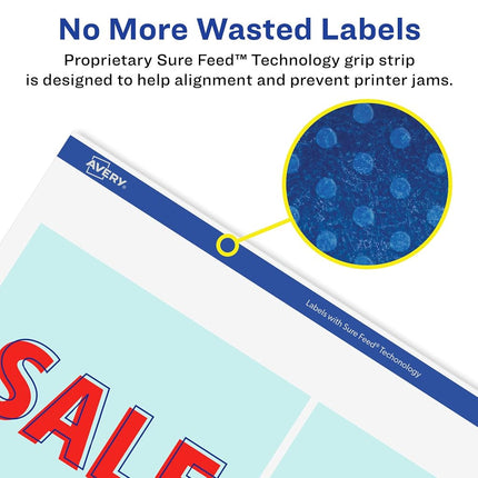 Avery Durable Waterproof Square Labels with Sure Feed, 4" x 4", 200 Oil and Tear-Resistant Waterproof Labels, Laser/Pigment-Based Inkjet Printable Labels