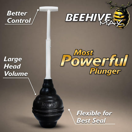 Korky 96-4AM BeehiveMAX Toilet Plunger, Black