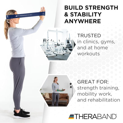 TheraBand Resistance Band Loop, Professional Latex Mini Band for Lower Pilates, Crossfit, Yoga, Stretching, Physical Therapy, Strength Training no Weights, 12 Inch, Blue, Extra Heavy, Advanced Level 1