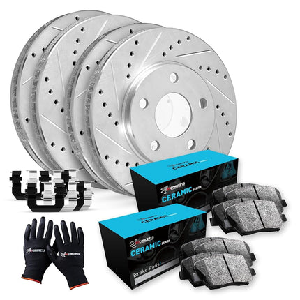 R1 Concepts Front and Rear Brakes and Rotors| Hardware Included| Front and Rear Ceramic Brake Pads and Rotors Kit| Fits 2006-2012 Ford Fusion; 2007-2012 Lincoln MKZ; 2006 Lincoln Zephyr