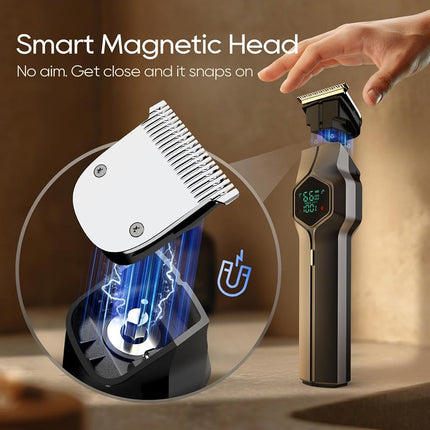 TRIMX Beard Trimmer for Men, Men's Grooming Kit for Body Hair, Nose, Face & Mustache, Cordless Hair Clippers Rechargeable with Charging Dock IPX7 Waterproof