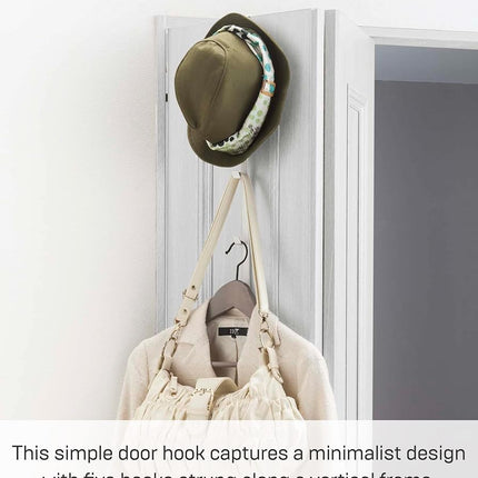 Yamazaki Home Over The Door Hooks - Vertical Hanging Coat Rack, White