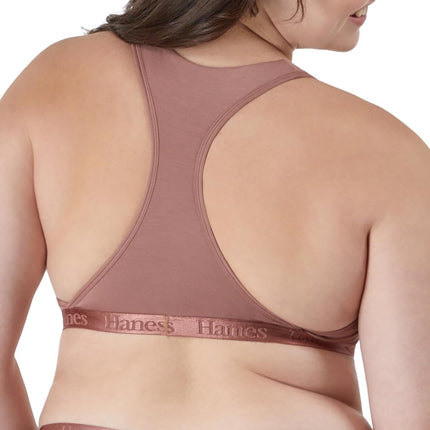 Hanes Women's Originals Ultra Supersoft Racerback Bralette, Earthen Tan, XL