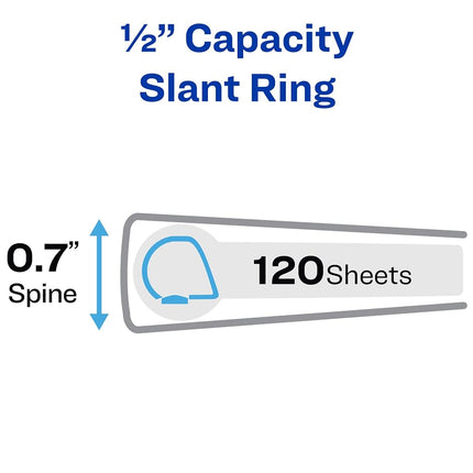 Avery Heavy Duty View 3 Ring Binder, 0.5" One Touch Slant Ring, Holds 8.5" x 11" Paper, 4 Black Binders (79708)