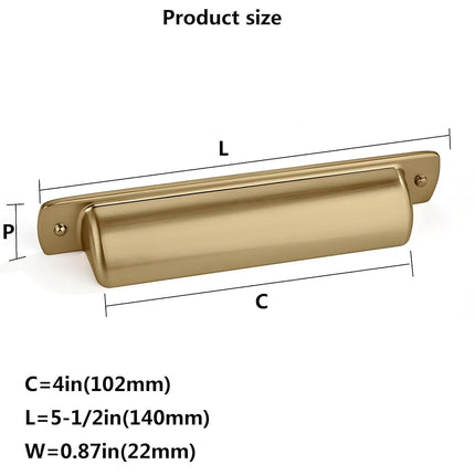 khtumeware 10 Pack 4"(102mm) Gold Drawer Pulls Brushed Satin Brass Cabinet Bin Cup Pulls Kitchen Hardware Cabinet Handles Drawer Handles Knobs.