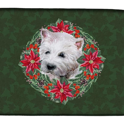 Caroline's Treasures CK1567DDM Westie Poinsetta Wreath Dish Drying Mat, 14 x 21", multicolor