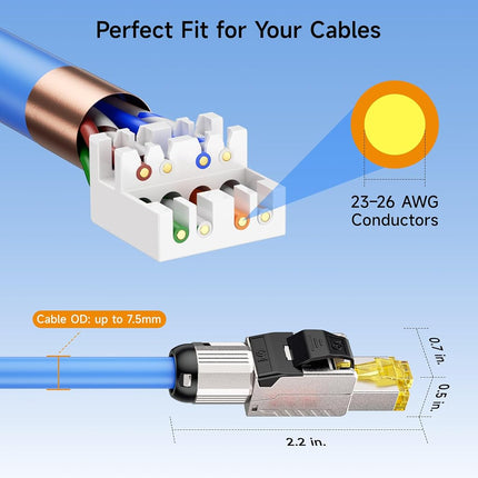 Cable Matters 6-Pack Tool-Free Shielded Cat6a / Cat6 RJ45 Termination Plug Connector, 10Gbps Cat 6 Plug