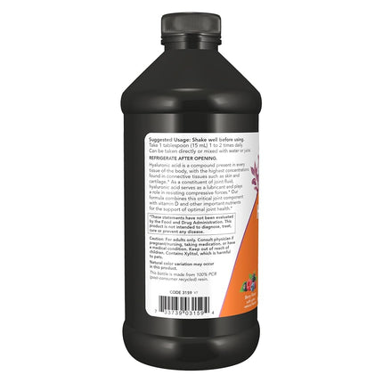 Now Foods Liquid Hyaluronic Acid Plus Nutritional Supplement, 16 Ounce