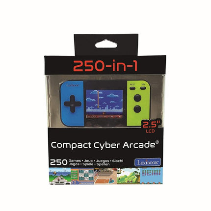 Lexibook JL2377 Compact Cyber Arcade Portable Console, 250, LCD, Battery Operated, Video Game for Children, Black/Blue/Green
