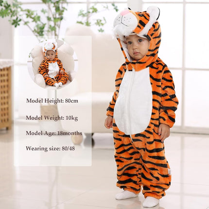 TONWHAR Kids' And Toddlers' Costumes Outfit Animal Onesie Cosplay Costume Baby Romper Jumpsuit (Orange Tiger, 18-24 Months/Height:80-90cm)