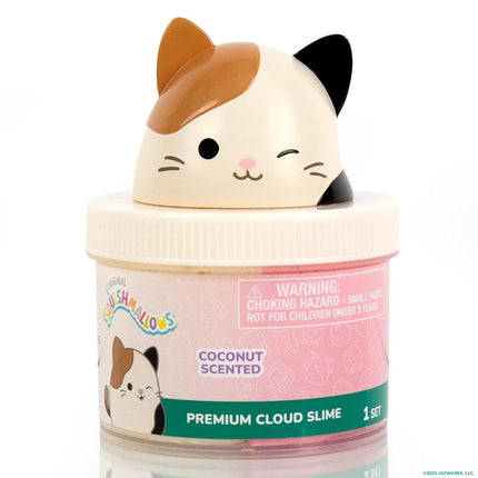 Original Squishmallows Cam The Cat Premium Cloud Slime, Coconut-Scented, 8 oz., Storage Container with Figurine Topper, Rubber Charm, Goodie Bags Stuffers, Kids Party Favors, Sensory Toys