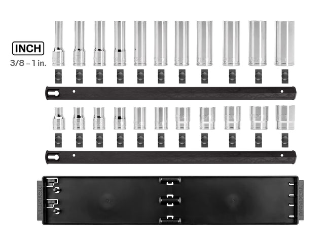 TEKTON 1/2 Inch Drive 12-Point Socket Set with Rails, 22-Piece (3/8-1 in.) | SHD92210