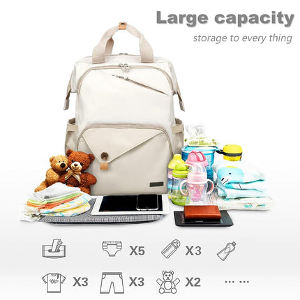 Hap Tim Baby Diaper Bag for Boys Girls, Large Backpack Diaper Bags with Double Compartments, Baby Registry Search Shower Gifts Stuff Newborn Must Haves（7340-KK）