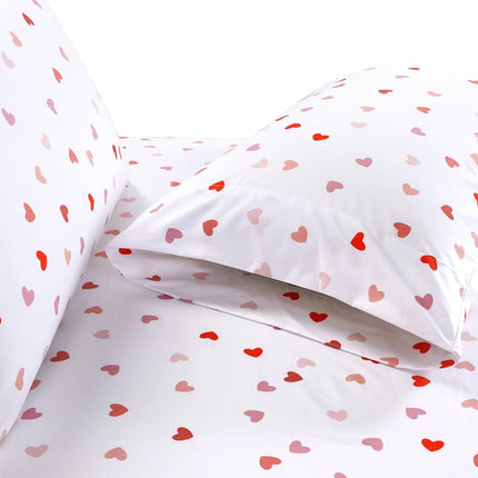 Elegant Comfort Softest and Coziest 6-Piece Sheet Set - 1500 Premium Hotel Quality Microfiber - Deep Pocket, Wrinkle Resistant 6-Piece Heart Pattern Bed Sheet Set, Full, Valentina