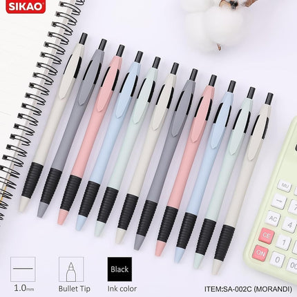 Sikao Pens Bulk, 60 Pack Morandi Gripped Slimster Ballpoint Pens, Black Ink 1.0mm Medium Point, Cute Aesthetic Bulk Pens Suitable for Office, School Supplies, Teachers Women Collger Girls Gifting