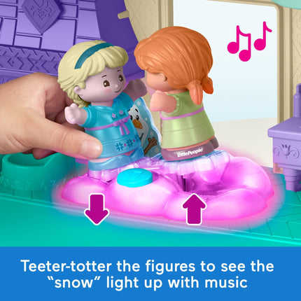Fisher-Price Disney Frozen Castillo de Arendelle con luces y sonidos Little People, 2 figuras de personajes, juguetes para niños pequeños