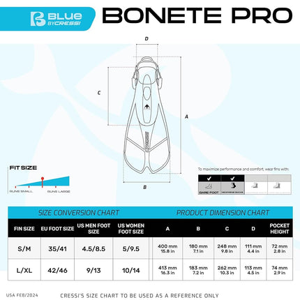 CRESSI Fins Bonete Translucent Azure S/M - Adult Short Adjustable Swim Fins with Ultra Resistant Buckles, Very Light, deal for Traveling, Translucent Azure, S/M